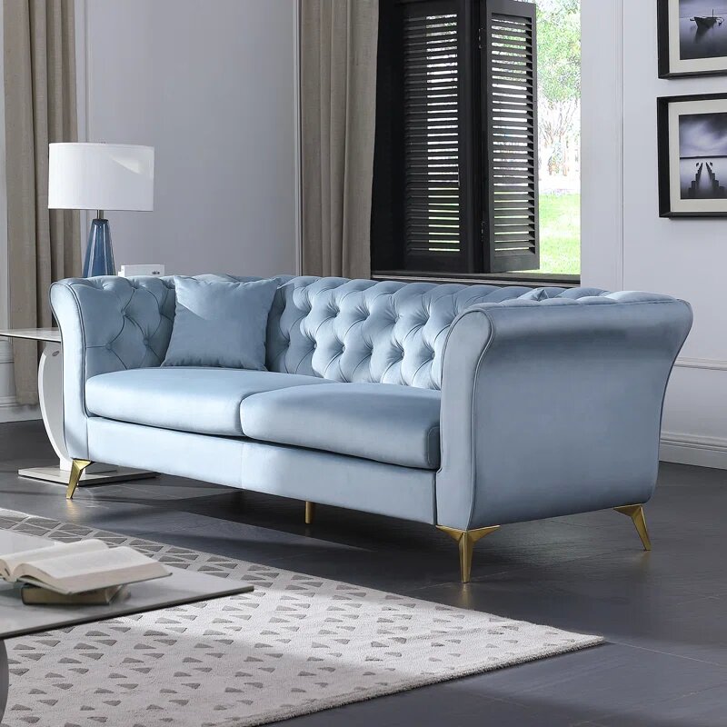 Blue Velvet Oro Chesterfield Sofa Image 2