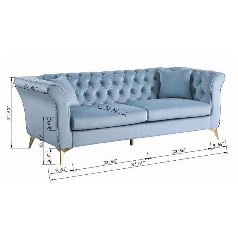 Blue Velvet Oro Chesterfield Sofa Image 3