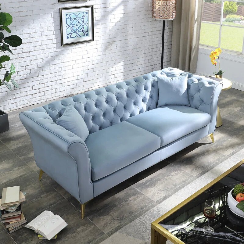 Blue Velvet Oro Chesterfield Sofa Image 4