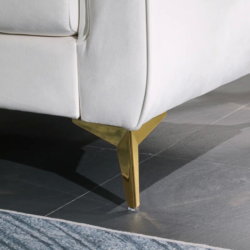 White Velvet Oro Chesterfield Sofa Image 3