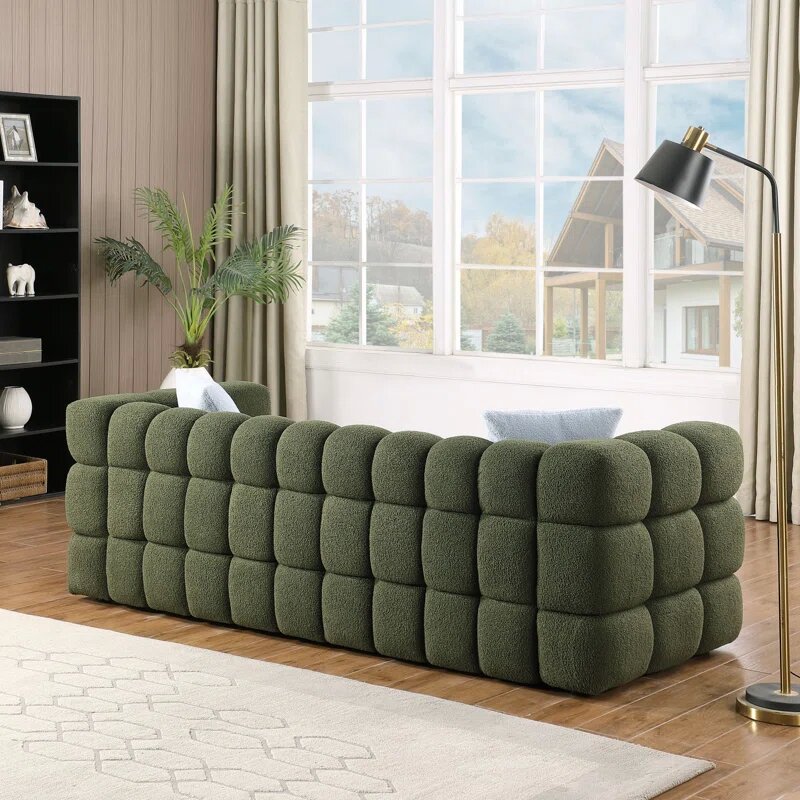 Green Square Shape Tufted Sofa Image 2