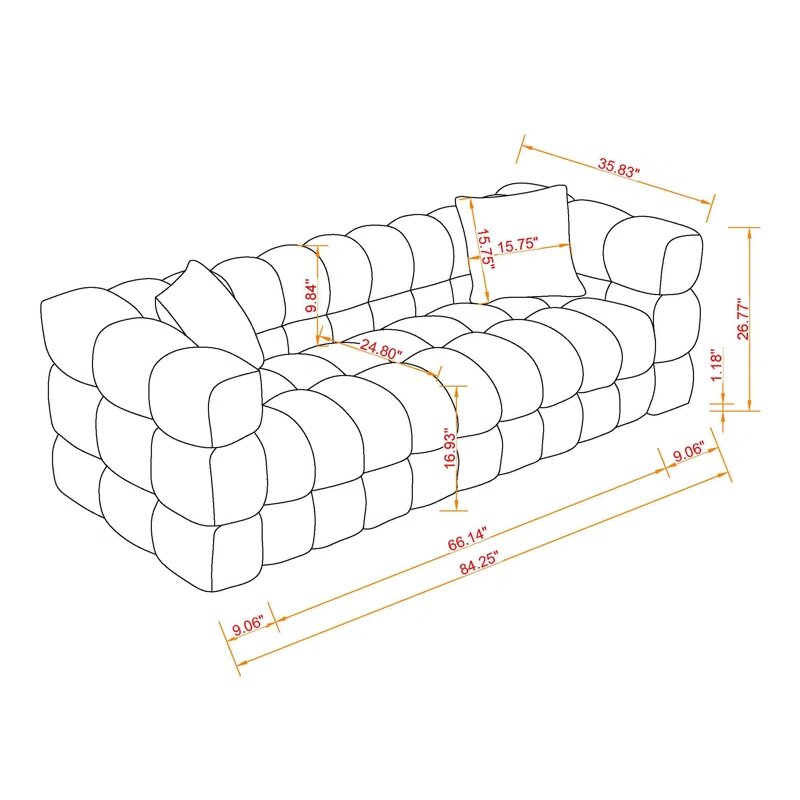 Green Square Shape Tufted Sofa Image 3