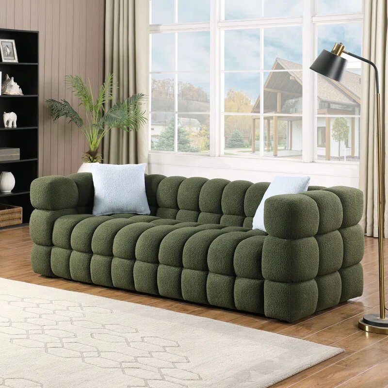 Green Square Shape Tufted Sofa Image 4