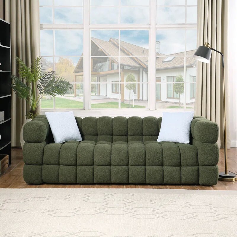 Green Square Shape Tufted Sofa Image 5