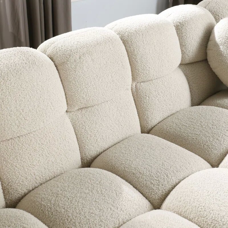 Beige Boucle Fabric Cloud Sofa Image 4