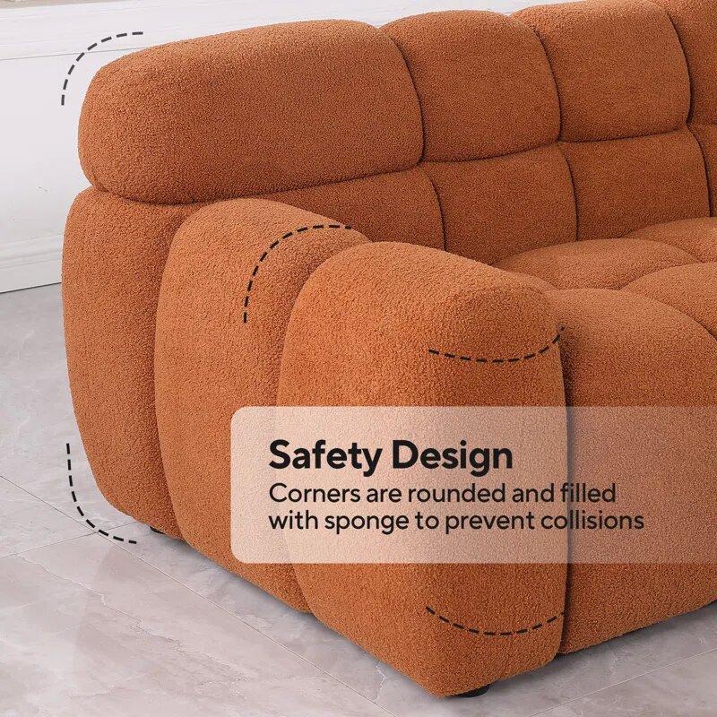 Brown Boucle Fabric Cloud Sofa Image 2