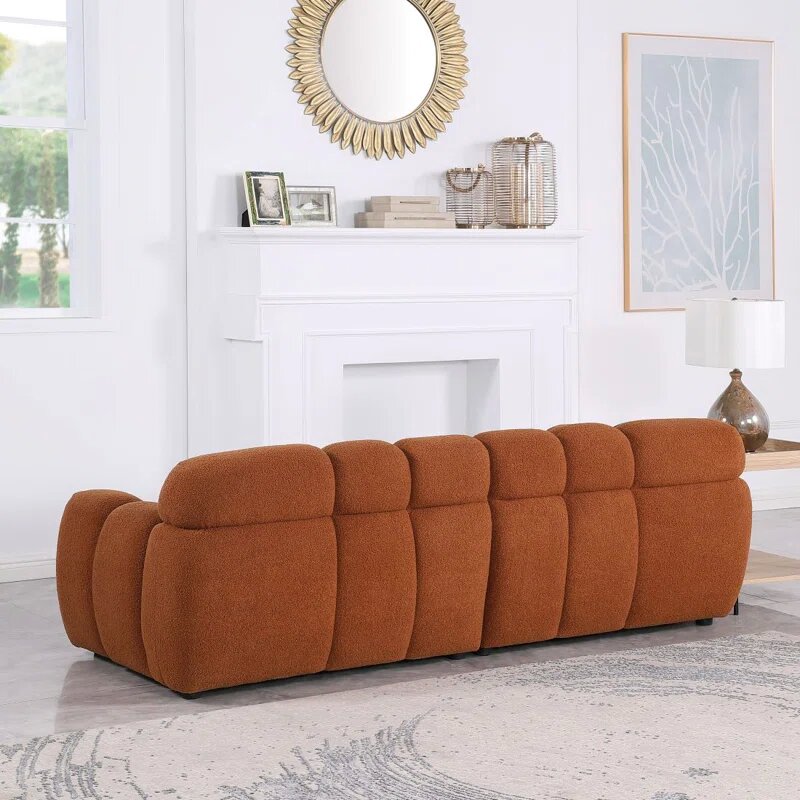 Brown Boucle Fabric Cloud Sofa Image 5