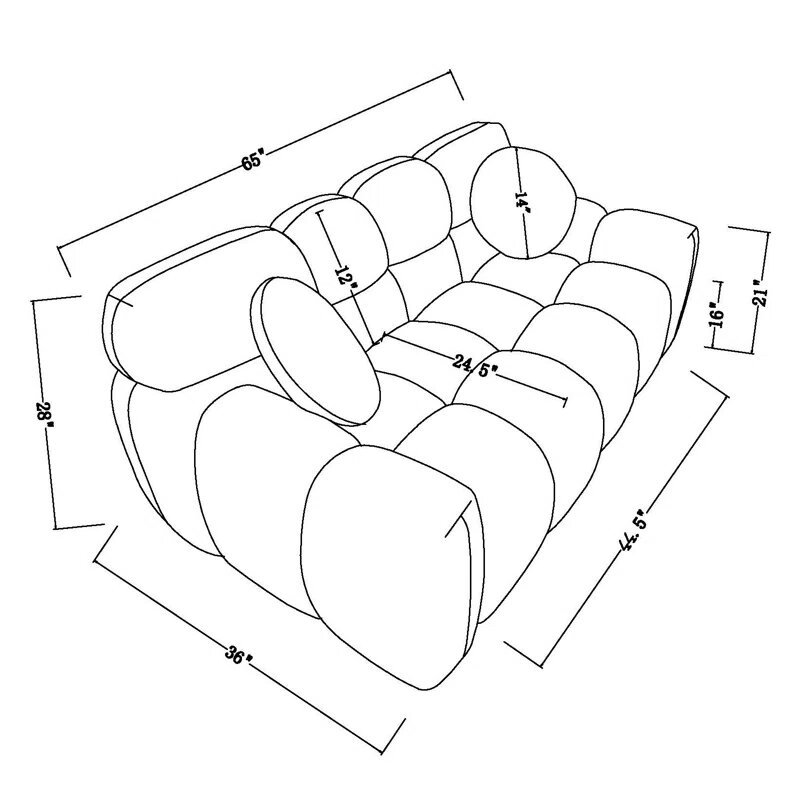 Beige Boucle Fabric Cloud Loveseat Image 5