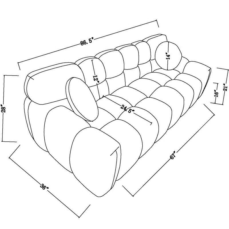 Olive Green Boucle Fabric Cloud Loveseat Image 4