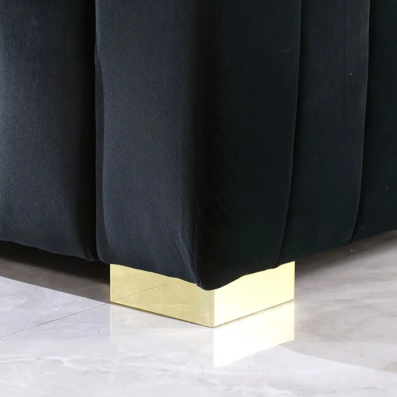 62 Inch Black Velvet Loveseat Image 2