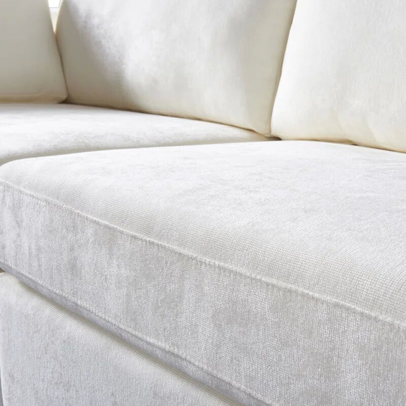 113 inch Beige Upholstered Settee Image 5