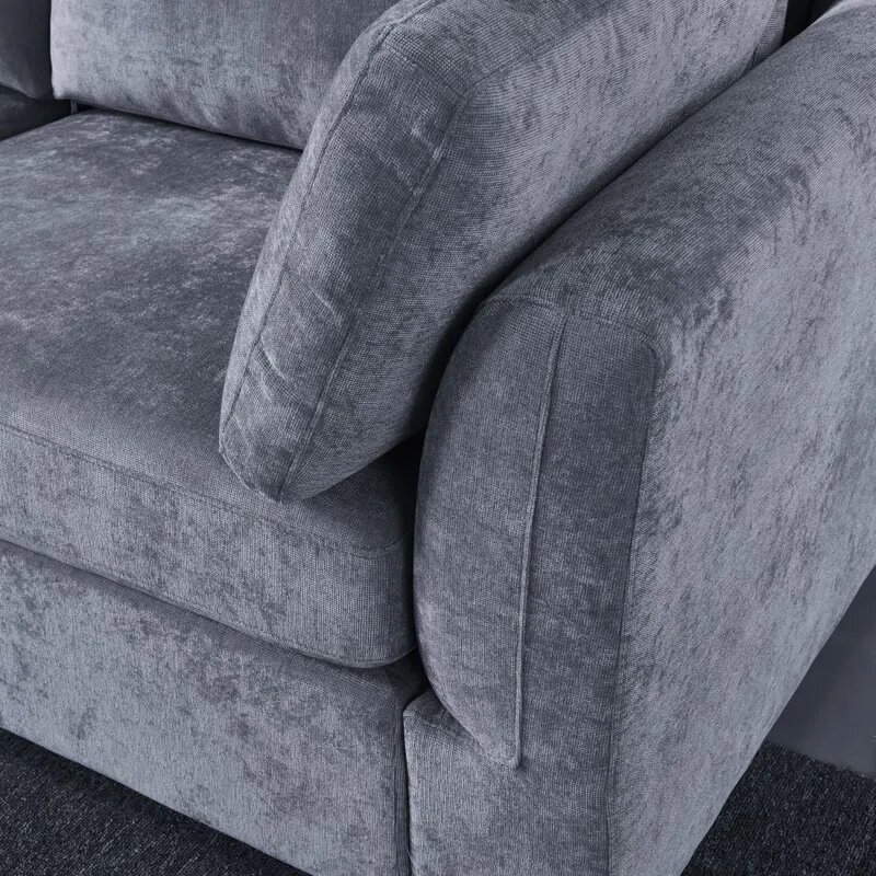 113 inch Gray Upholstered Settee Image 3