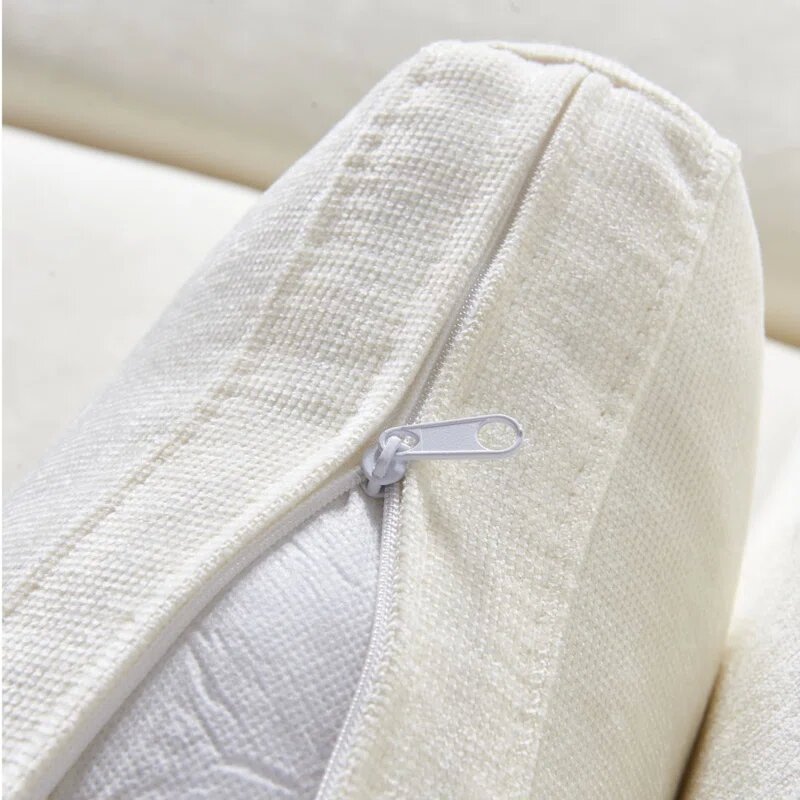 Beige Chenille Fabric Upholstered Sofa Image 4