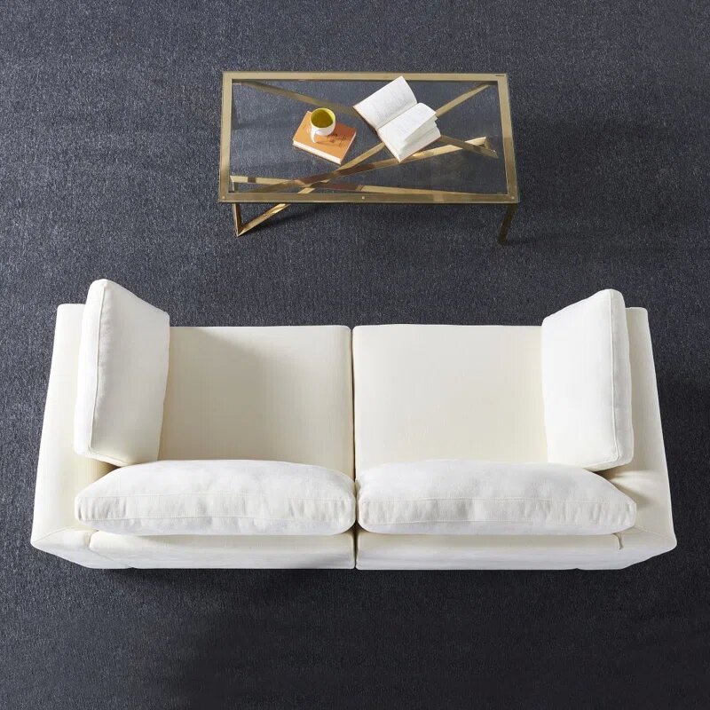 Beige Chenille Fabric Upholstered Sofa Image 6