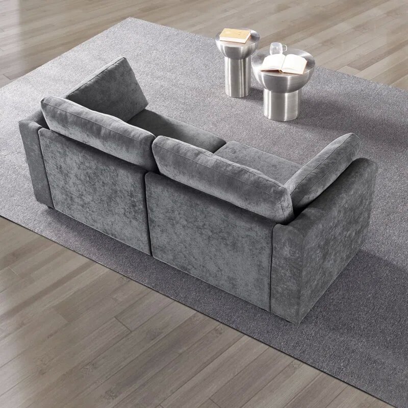 Gray Chenille Fabric Upholstered Sofa Image 5