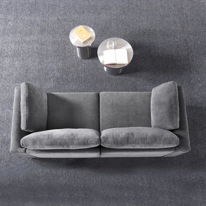 Gray Chenille Fabric Upholstered Sofa Image 6
