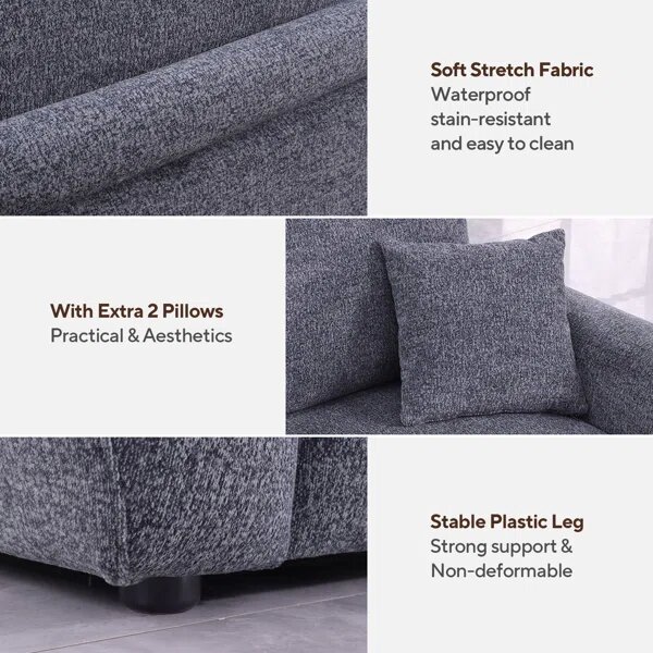 Gray simply designed Living Room Sofa Set Image 3